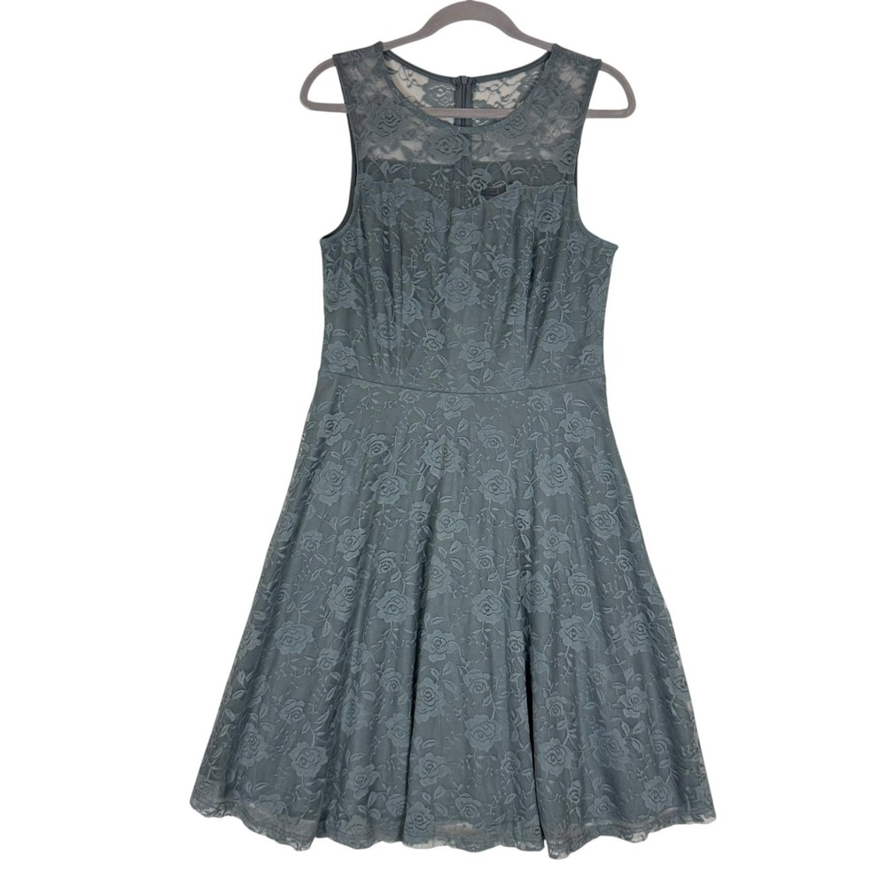 Dressystar Dress Womens L Gray Floral Lace Fit & Flare Sleeveless Lined Party